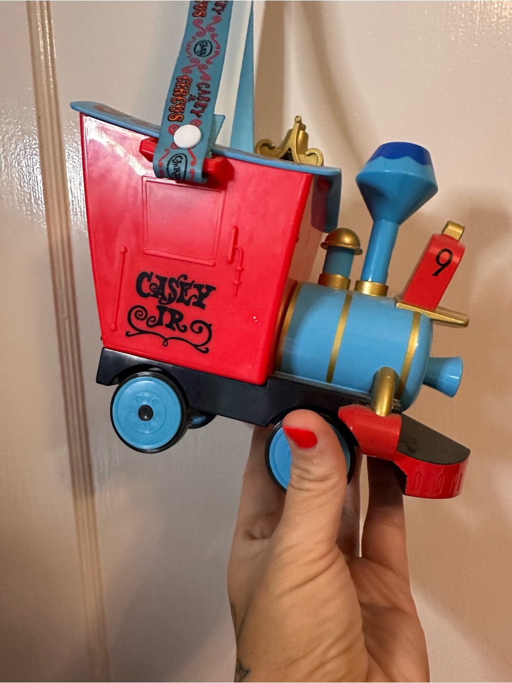 Disney Parks Authentic Popcorn Bucket CASEY Jr. Red and Blue Toy Train
